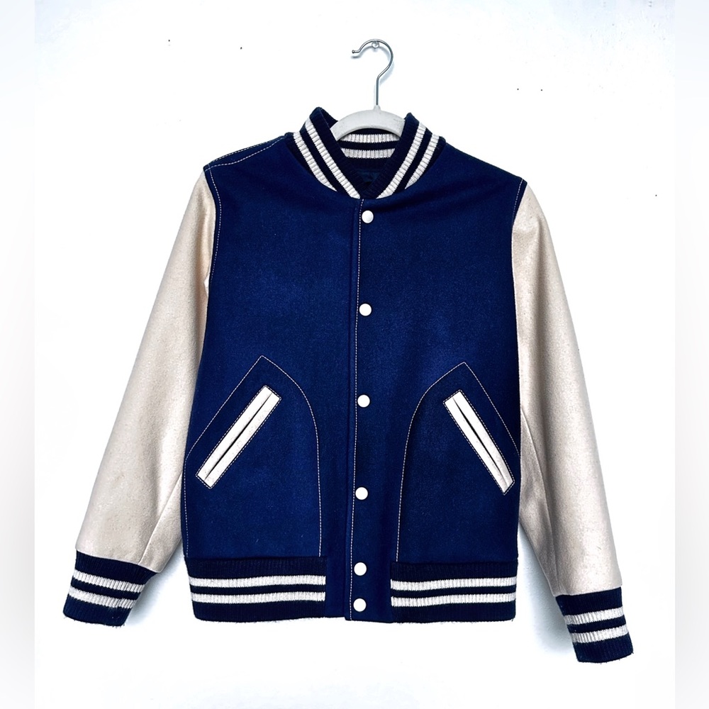 ⚫MARC JACOBS⚫Women's Rainbow Wool Varsity Jacket in Navy
